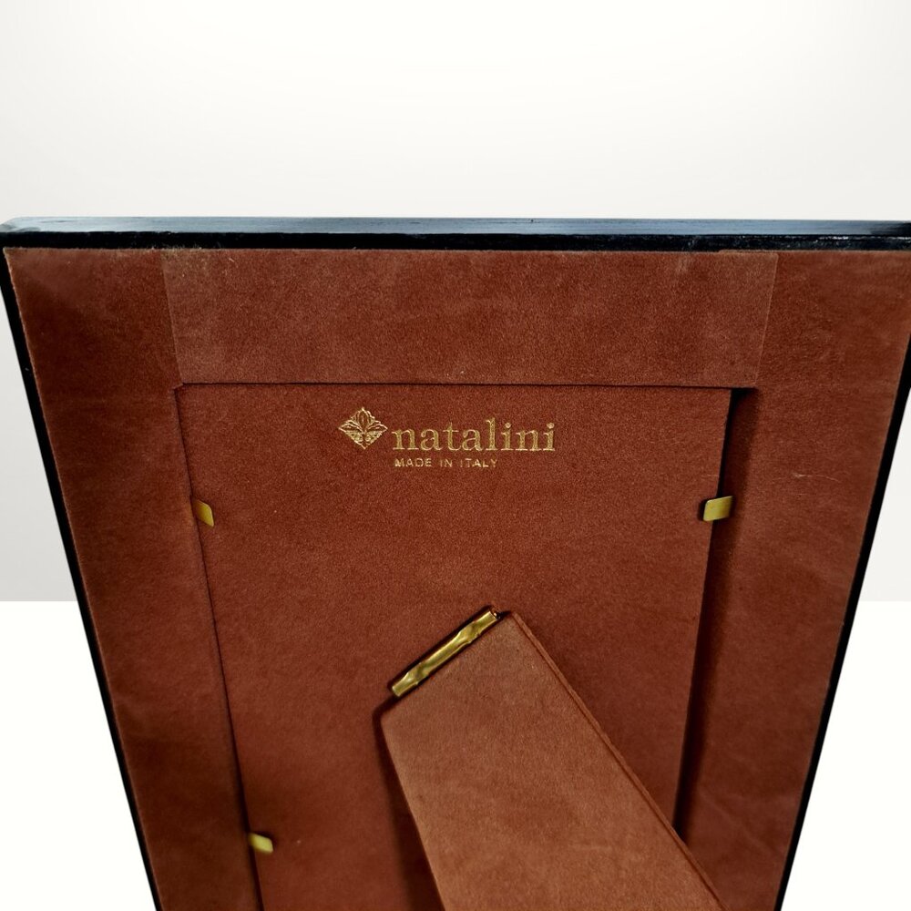 Natalini Italy Blue Wood Marquetry Inlay Frame 4x6 Geometric Mosaic Patchwork - Picture 11 of 13